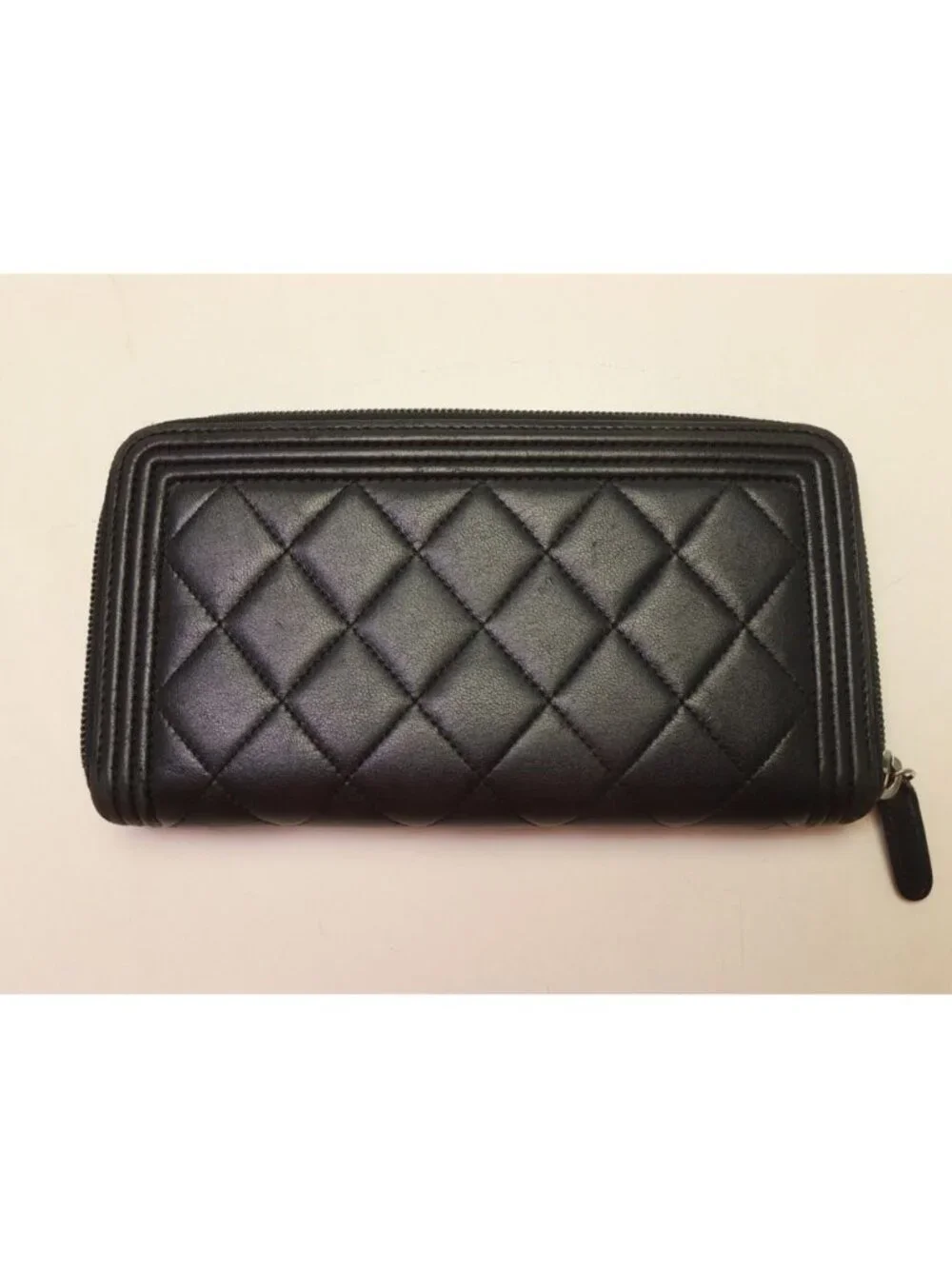 Chanel Boy Lambskin Zip Around Wallet